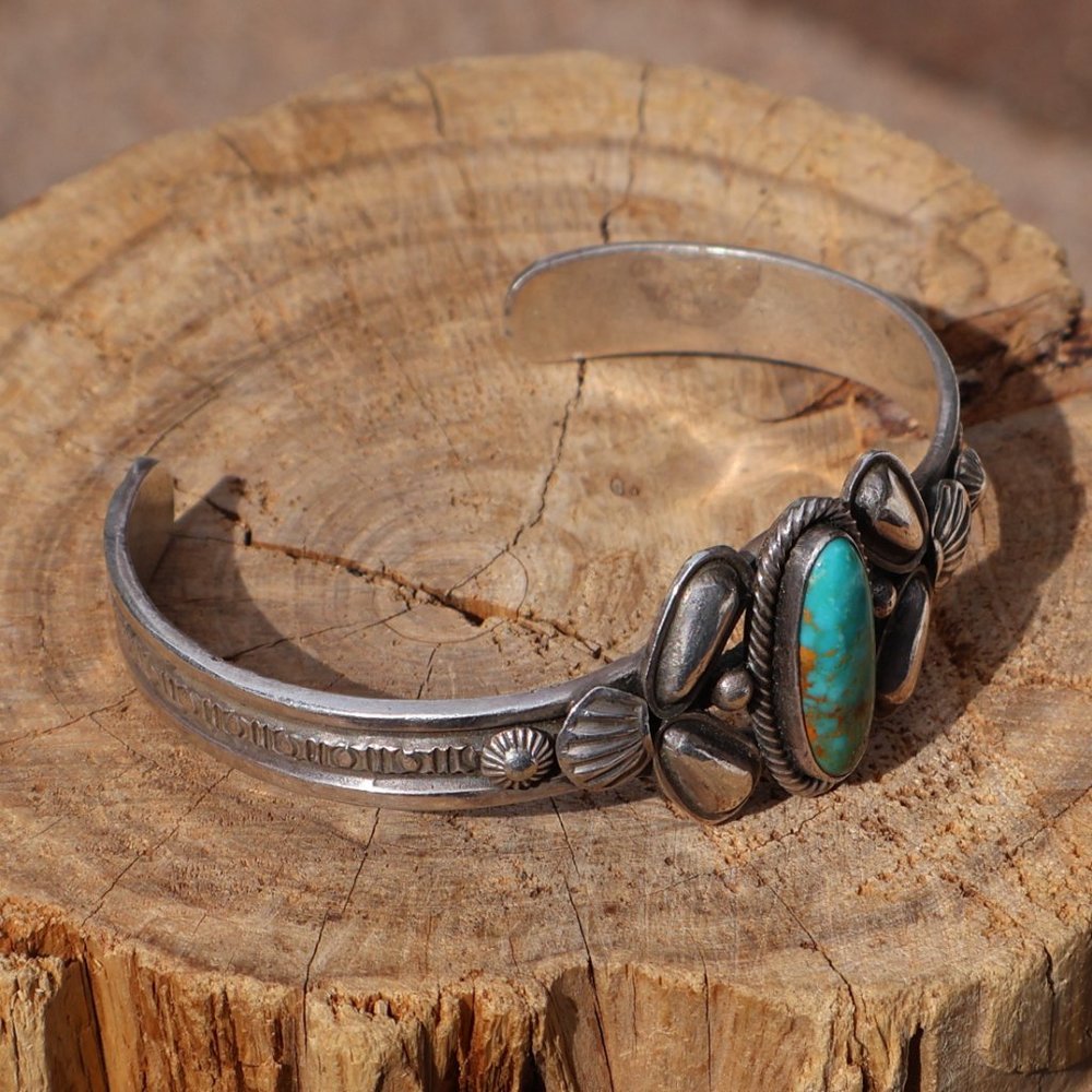 Native American Royston Turquoise Bracelet Signed @loveyourstyle Jewelry sz 7* - Picture 4 of 9
